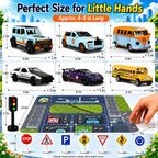Juguetes de camión de aleación 1:32 para niños, 6 unidades de autos fundidos a presión con mapa de ruta, señales de tráfico y luz, juego de vehículos de juguete, cumpleaños para niños y niñas