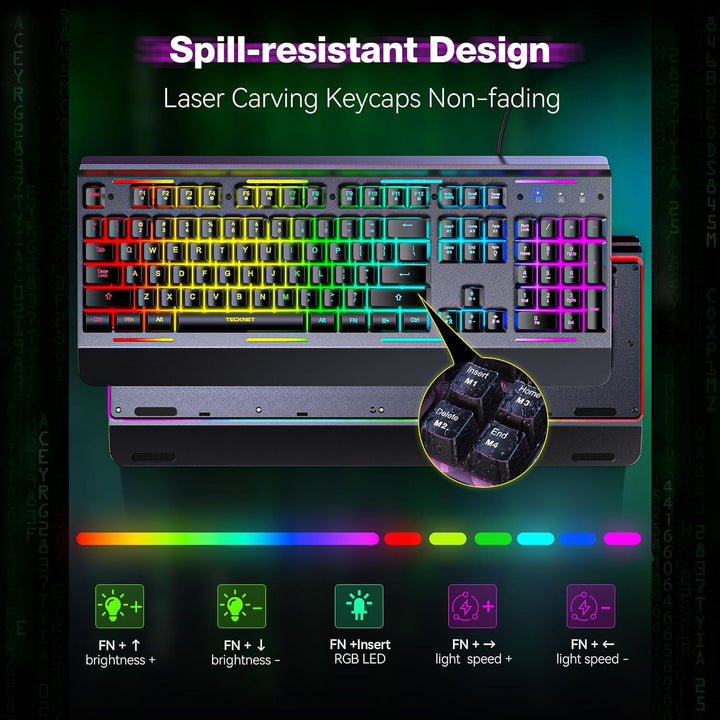 TECKNET Teclado para juegos teclado de computadora con