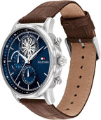 Tommy Hilfiger Reloj para hombre – Caja de acero inoxidable multifunción de cuarzo de 1.732 in, esfera de doble capa con acabado de rayos solares o esmalte, subesferas de corte CD, correa de cuero
