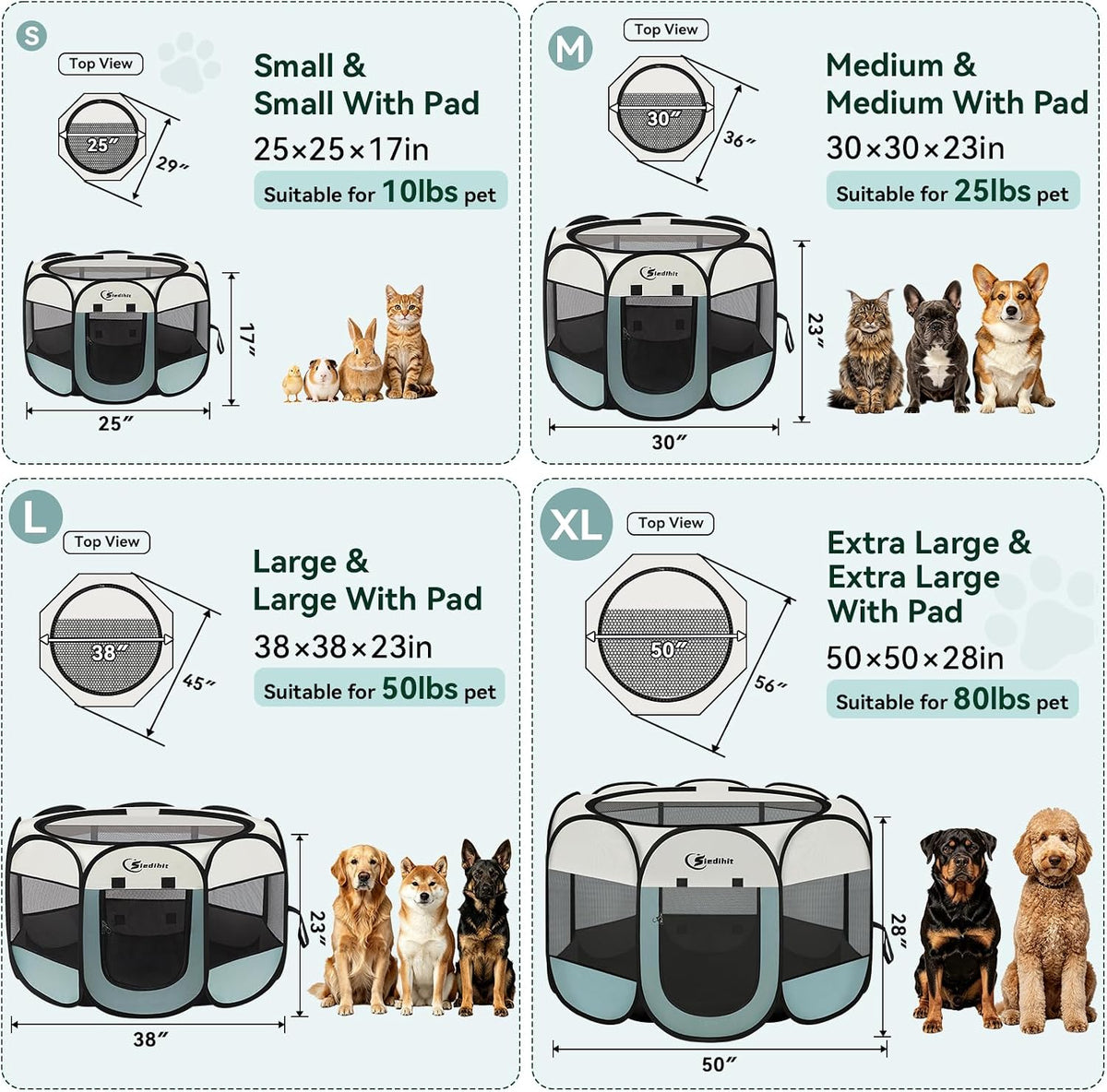 Sieidihit - Jaula para perros y gatos y mascotas, para interiores y