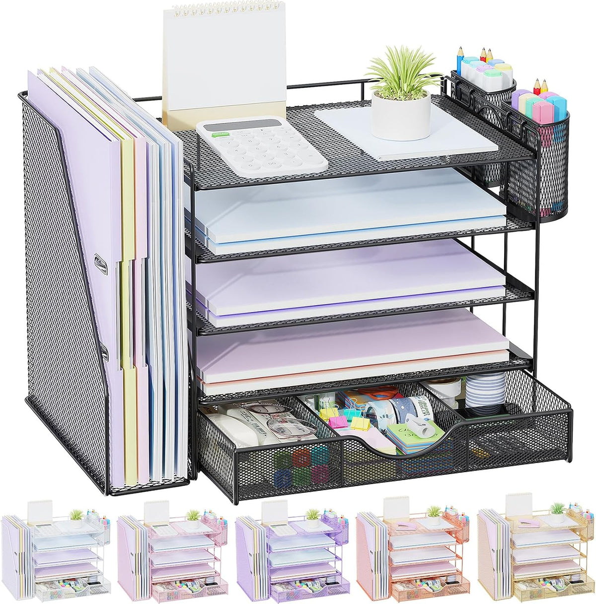 Lámpara gianotter Organizador de escritorio de 5 niveles con cajones y soportes