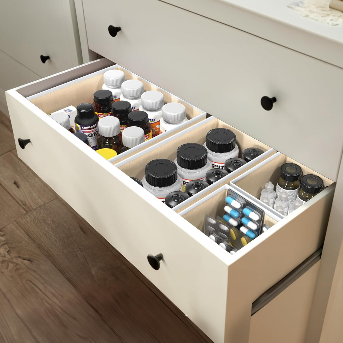 Simple Houseware Organizador de cajones plegables, juego de 12, color beige