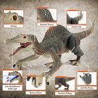 Juguetes de dinosaurio mejorados para niños de 3, 5 y 7 años, Gris