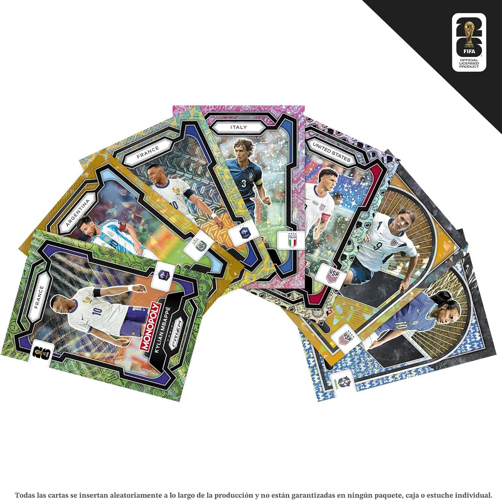 Monopoly Panini Prizm: Caja de cartas coleccionables de la Copa Mundial de la FIFA | Estrellas y leyendas actuales | Más de 2 jugadores, a partir de 8 años | Regalos para fanáticos del fútbol