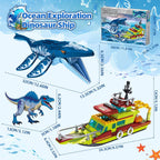 kiothdre Juego de construcción de dinosaurios Ocean Explorer 3 en 1 compatible con Dinosaur Park World, Barco Ciudad y Mosasaurus Spinosaurus Dino Toys con articulaciones móvil, juguetes para niños de 6 a 12 años