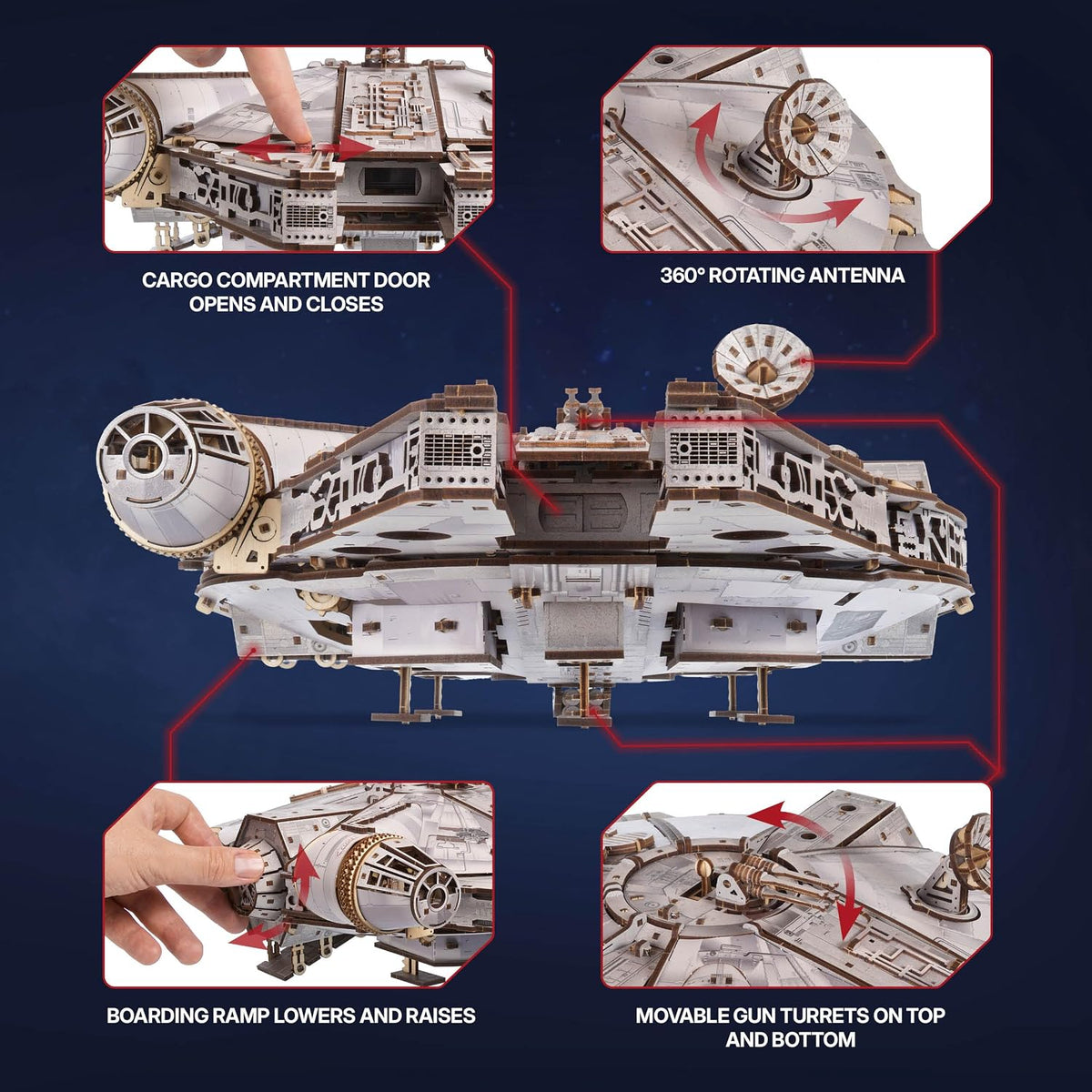UGEARS Star War™ Millennium Falcon™ Rompecabezas 3D de madera para adultos