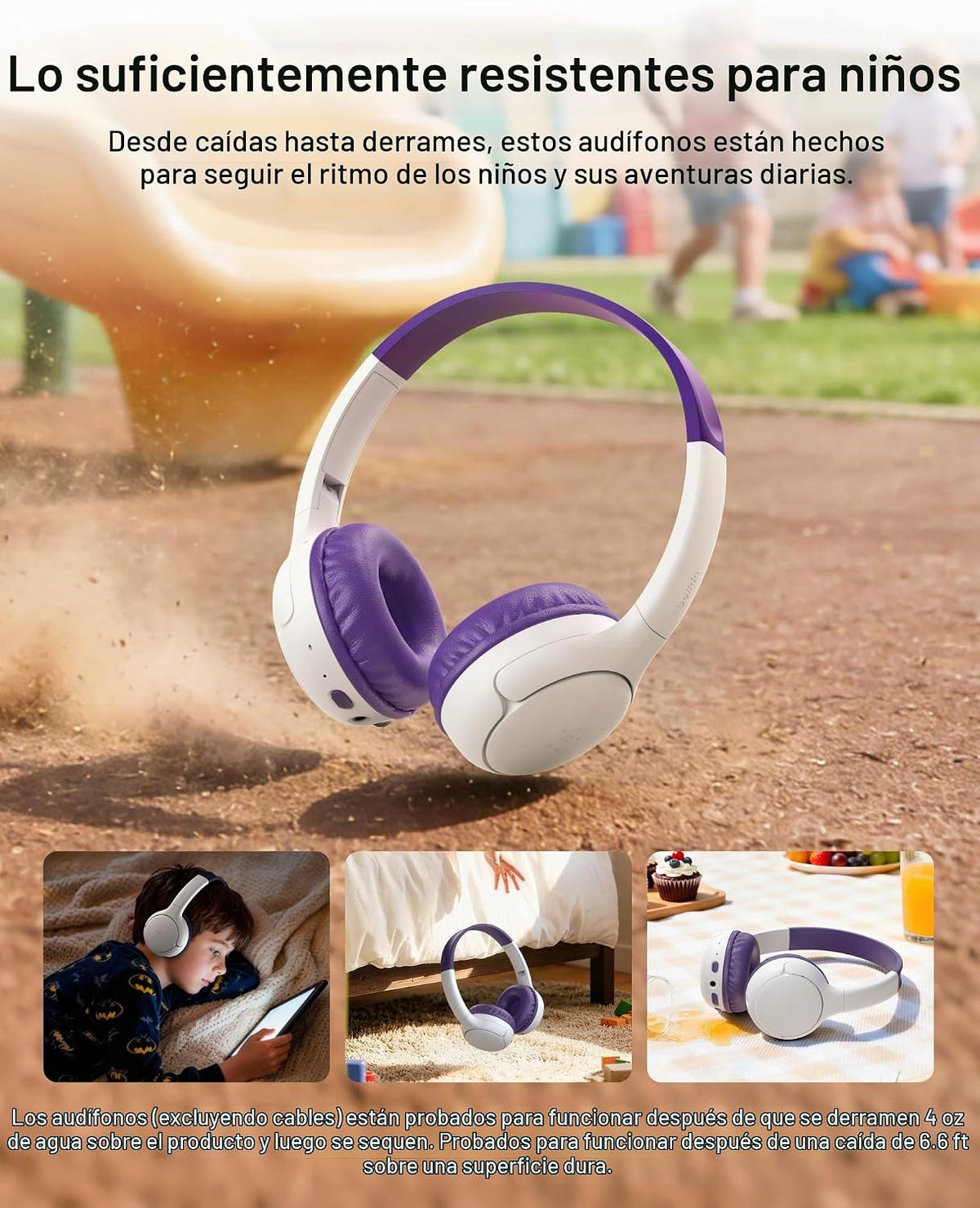 Belkin SoundForm Mini 2 Auriculares para niños, inalámbricos y con cable