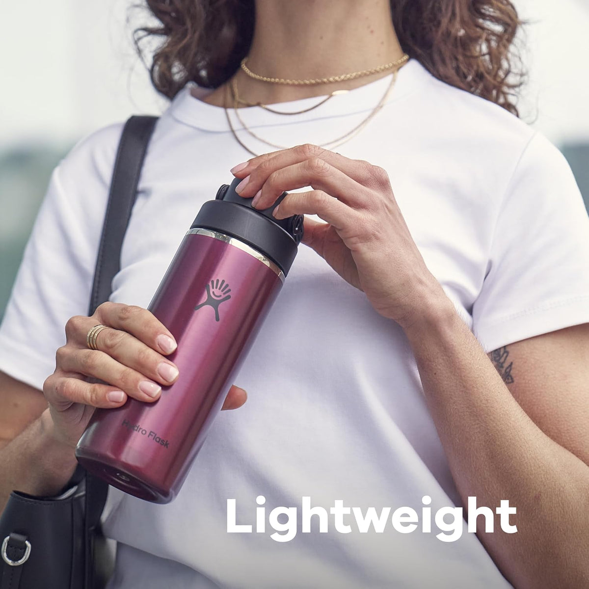 Hydro Flask Tapa de pico flexible ancha y ligera - Botella de agua aislada de acero inoxidable de 16 onzas, azul zafiro