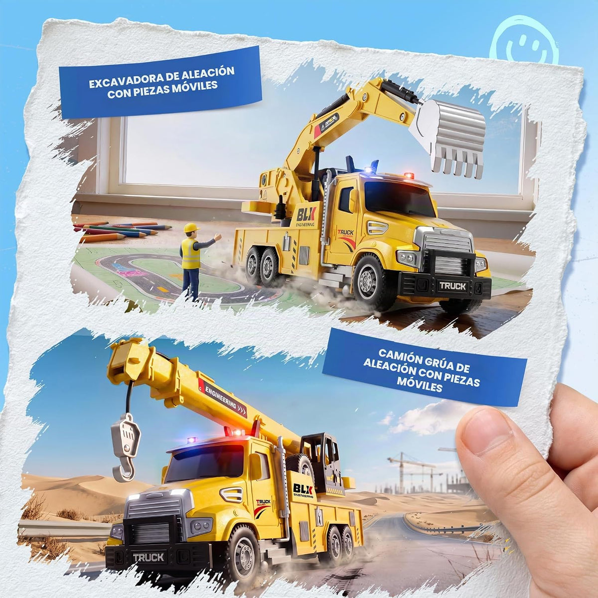 Paquete de 4 camiones de construcción de gran tamaño para niños de