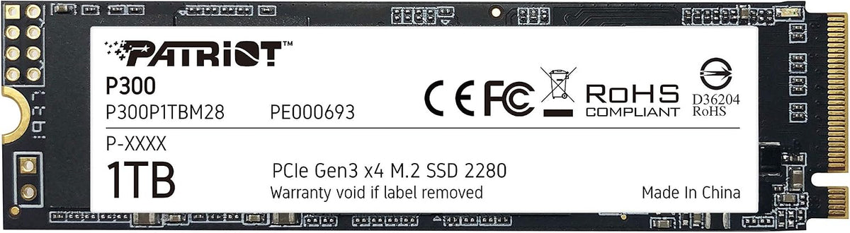 Patriot P300 M.2 PCIe Gen 3 x4 1TB SSD de bajo consumo de energía