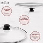 Cuisinel - Sartén de hierro fundido de 12 pulgadas con tapa, sartén
