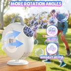 Máquina de burbujas, soplador automático de burbujas para niños pequeños, más de 8000 burbujas por minuto, enchufe eléctrico oscilante de 90° 200° o baterías para hacer burbujas, juguetes para fiesta