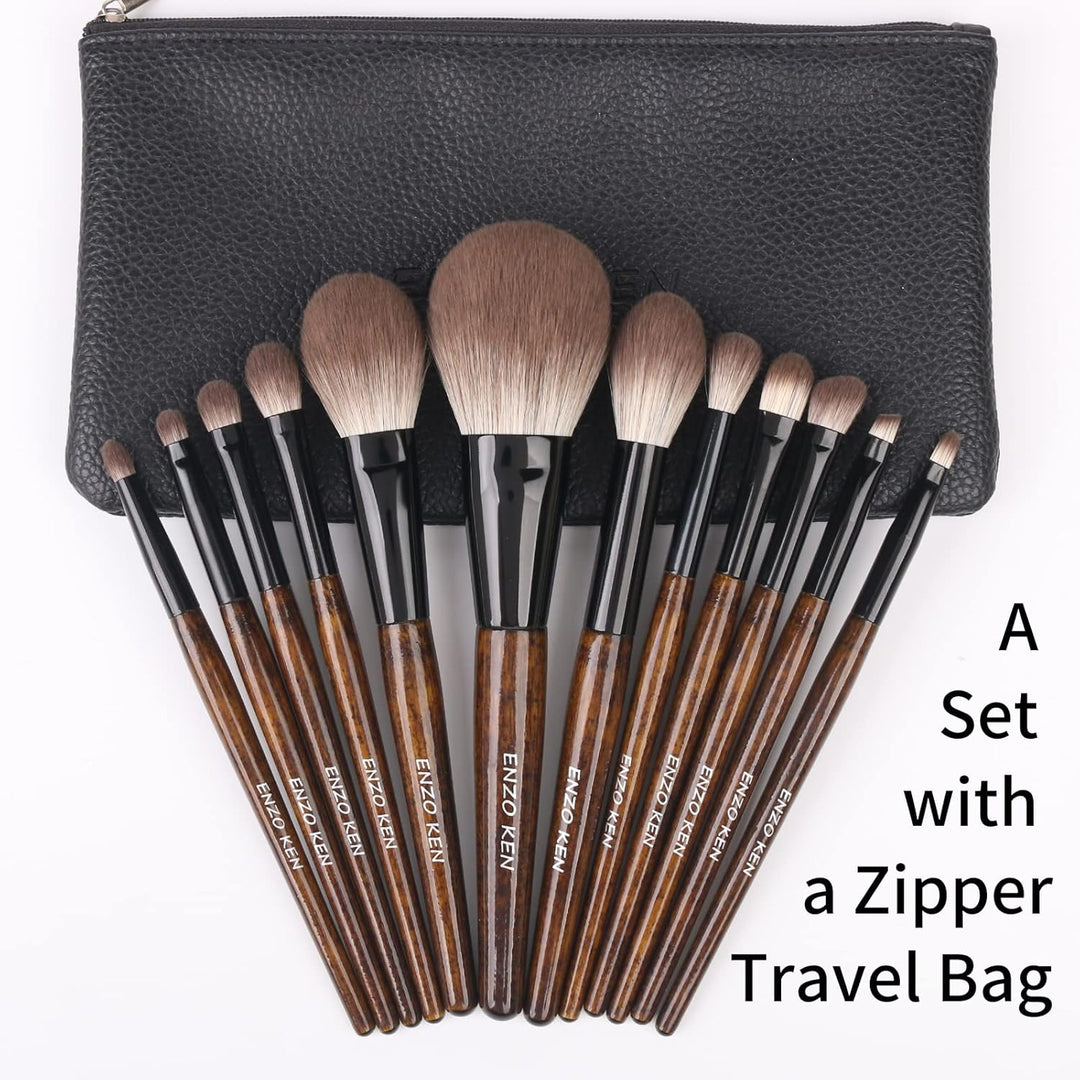 ENZO KEN MONI - Juego de brochas de maquillaje de pelo natural de c...