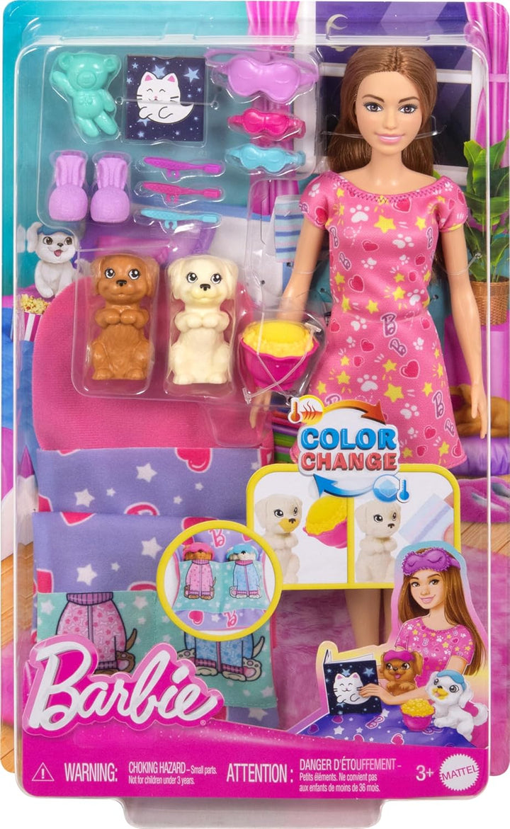 Barbie Muñeca y juego con 2 figuras de perro de juguete y más de 10...