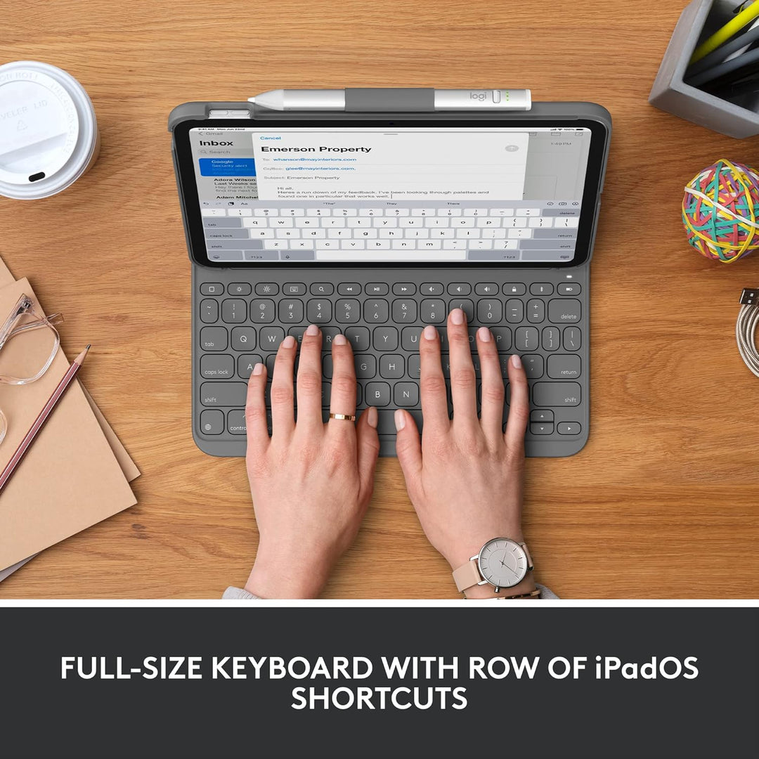 Logitech Funda delgada con teclado tipo folio para iPad (10ª genera...