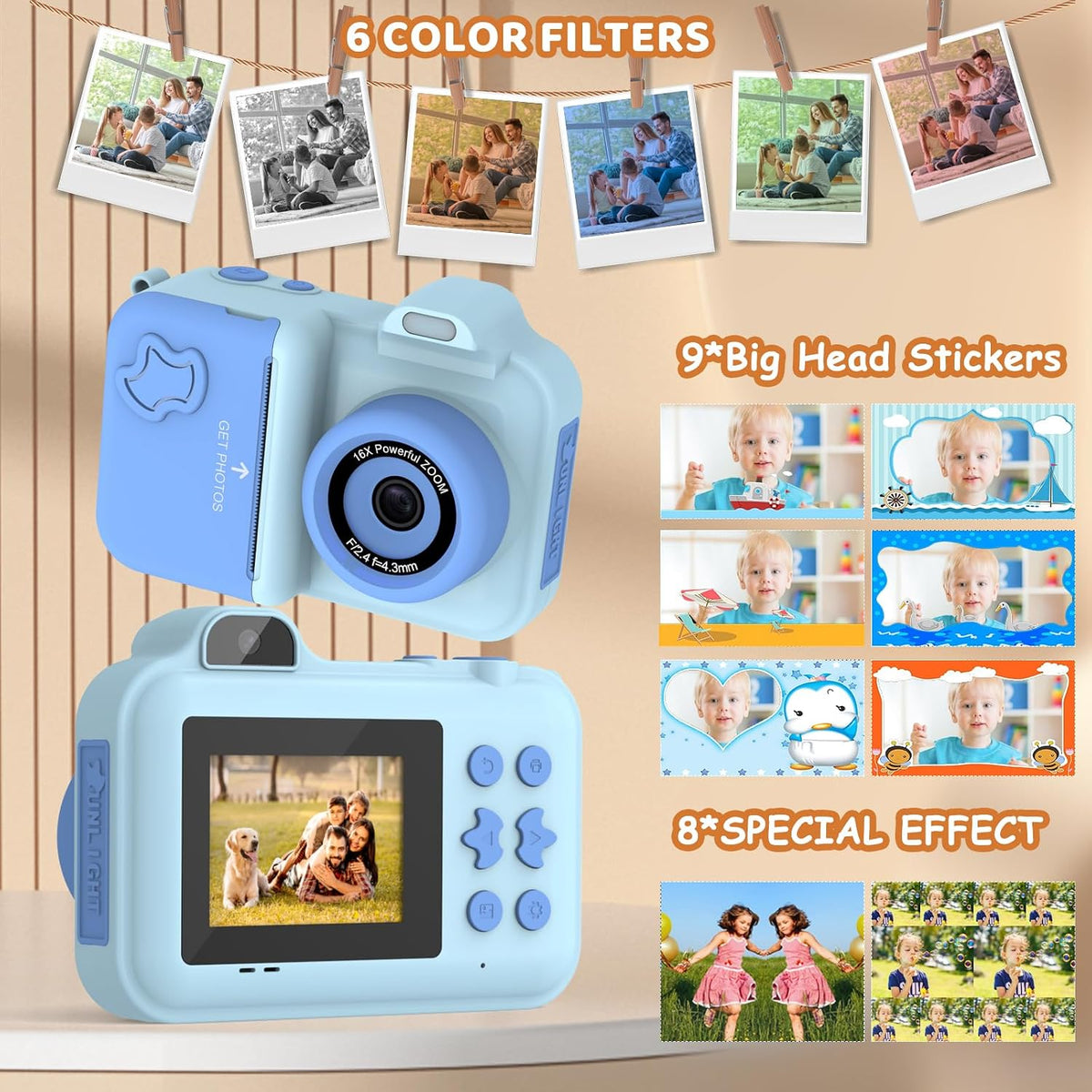 Cámara de Impresión Instantánea MISIRUN para Niños de 4 a 12 Años, Regalo de Cumpleaños para Niña o Niño