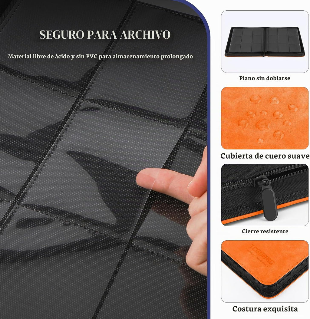 Carpeta para Tarjetas de Intercambio, Álbum de Tarjetas con 9 Bolsillos de Carga Lateral que Sostiene hasta 540 Tarjetas, Carpeta con Cremallera para Colección de Tarjetas, Soporte de Tarjetas