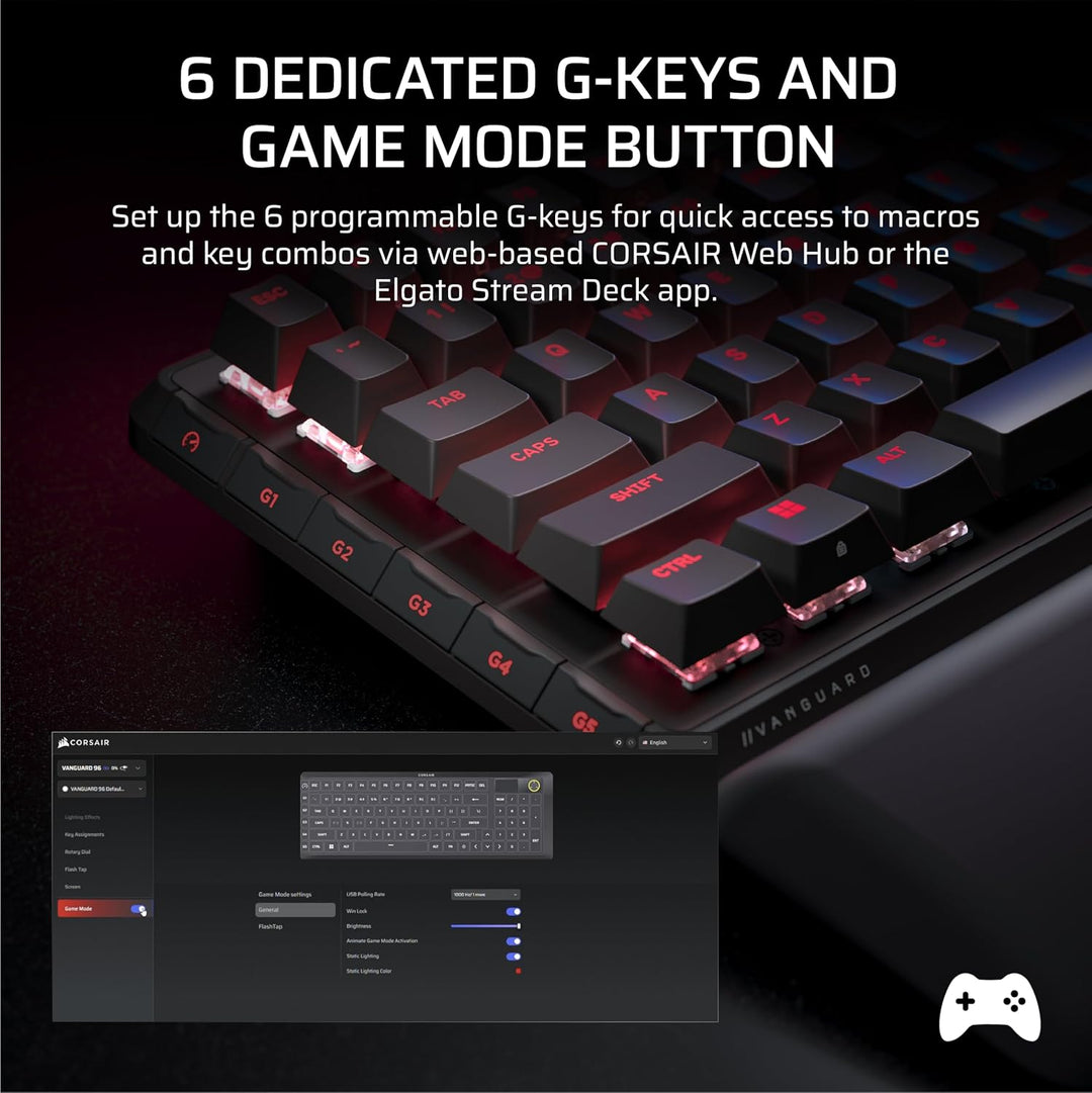 Corsair Teclado mecánico inalámbrico para juegos RGB Vanguard 96 \u...