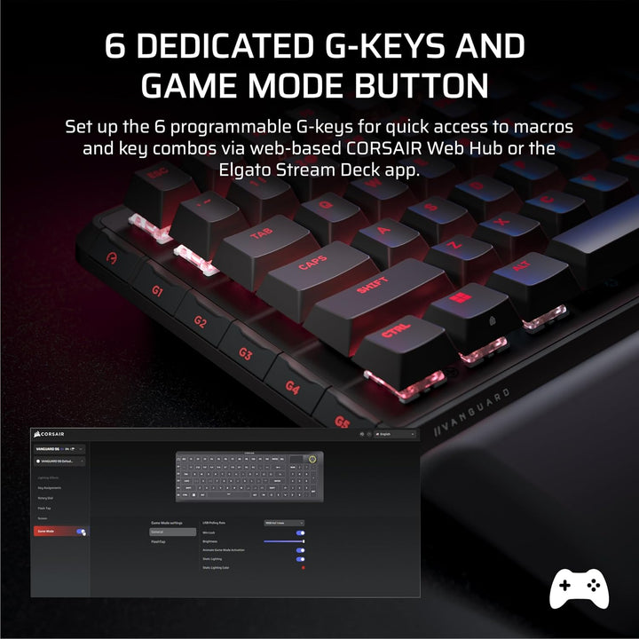 Corsair Teclado mecánico inalámbrico para juegos RGB Vanguard 96 \u...