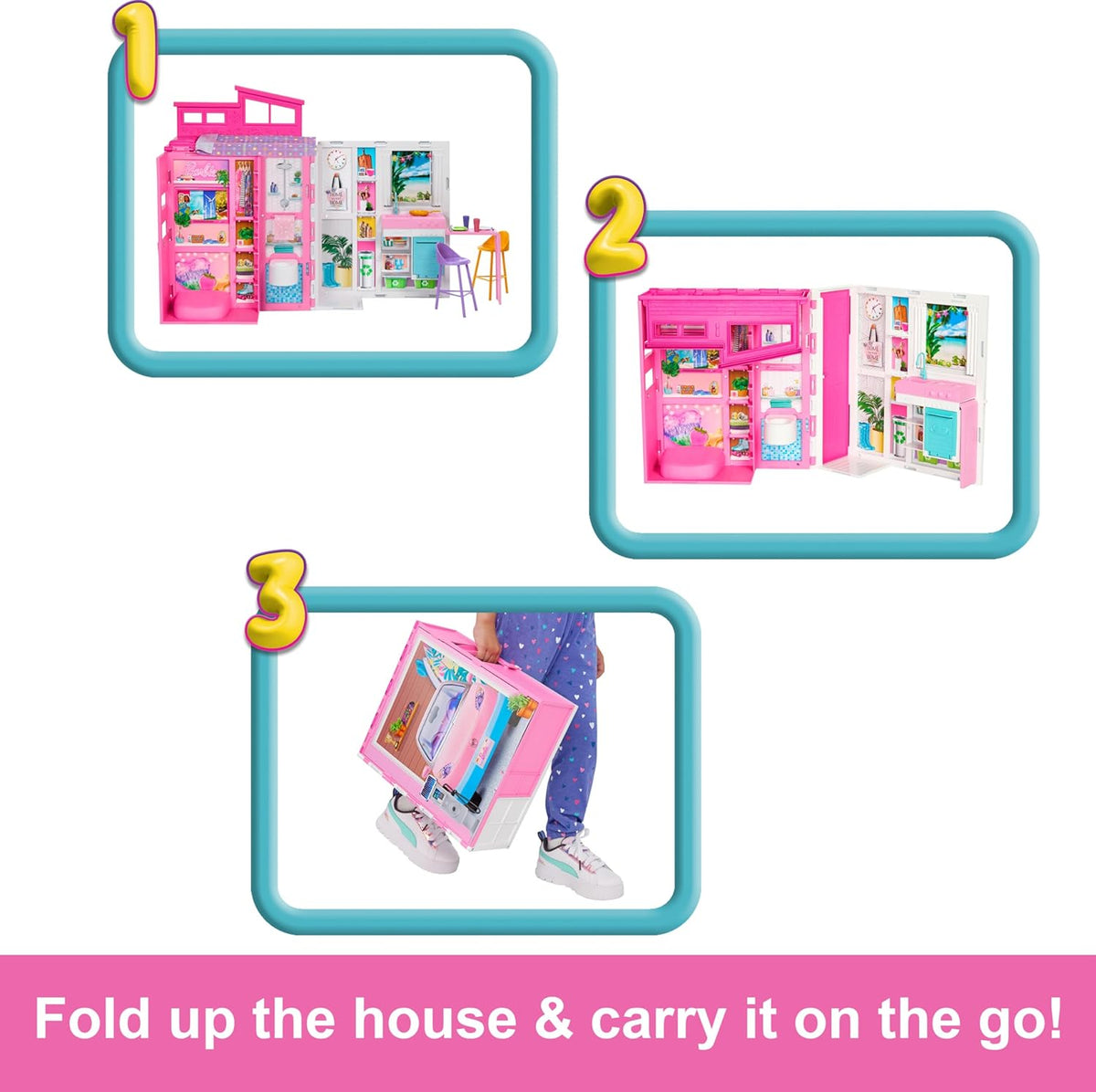 Barbie Juego de casa de muñecas, casa escapada con 11 accesorios qu...