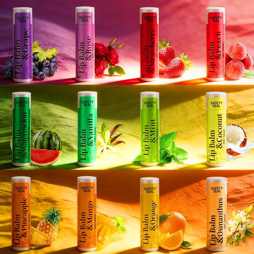 RBUGR 250 Piezas Bálsamo Labial a Granel, 12 Bálsamos Labiales Natu...