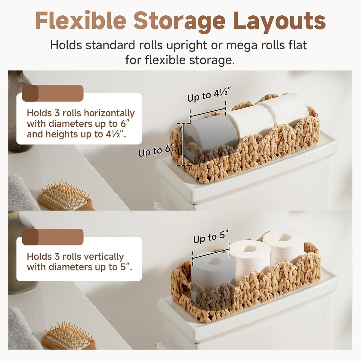 StorageWorks Cesta festoneada de mimbre, cestas de baño pequeñas para