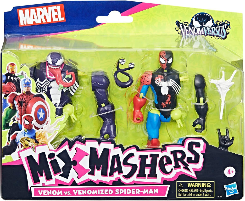 Spider-MAN Marvel MixMashers Venom vs. Venomized, figura de acción personalizada y accesorios, paquete de 2, juguetes de superhéroes a escala de 5 pulgadas para niños a partir de 4 años (exclusivo de Amazon)
