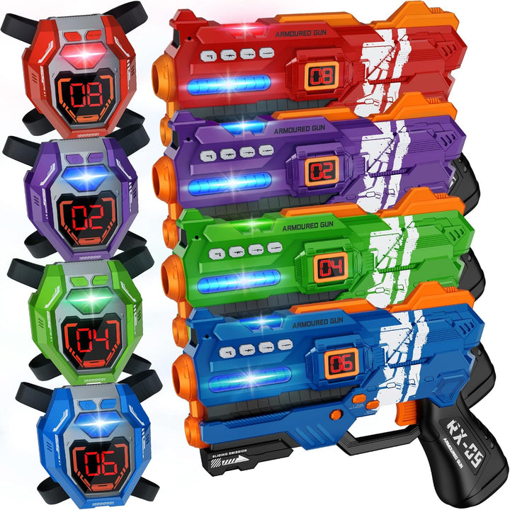Juego de 4 Pistolas de Laser Tag con Chalecos de Pantalla de Puntua...