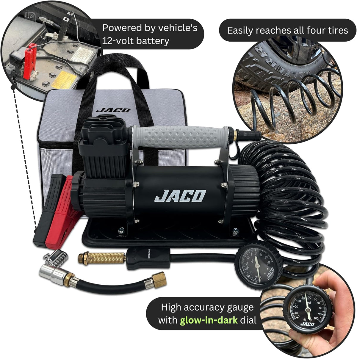 JACO 4X4 TrailPro - Compresor de aire portátil resistente, 3.5 CFM...