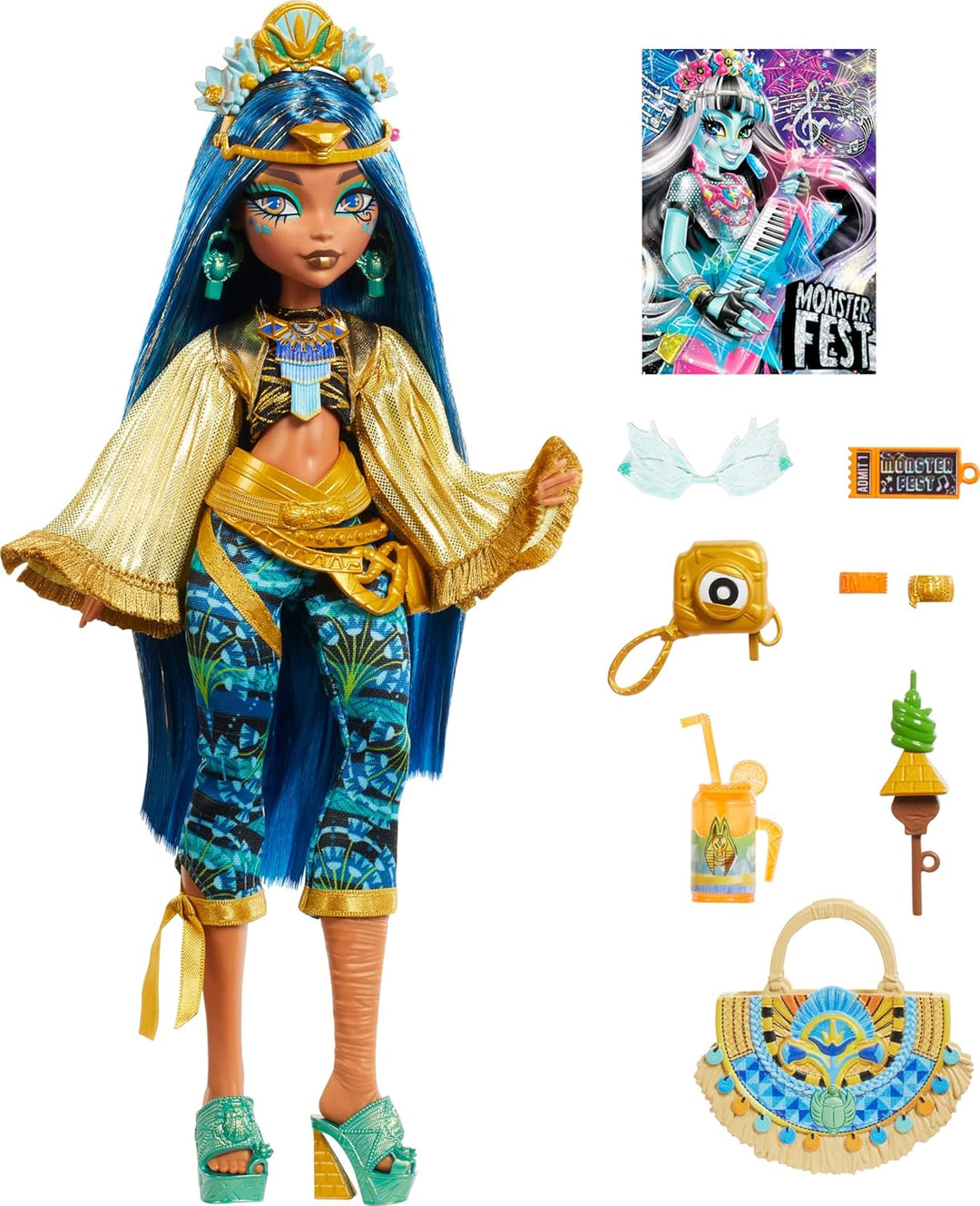 Monster High Muñeca Monster Fest, Cleo De Nile con atuendo glamoros...