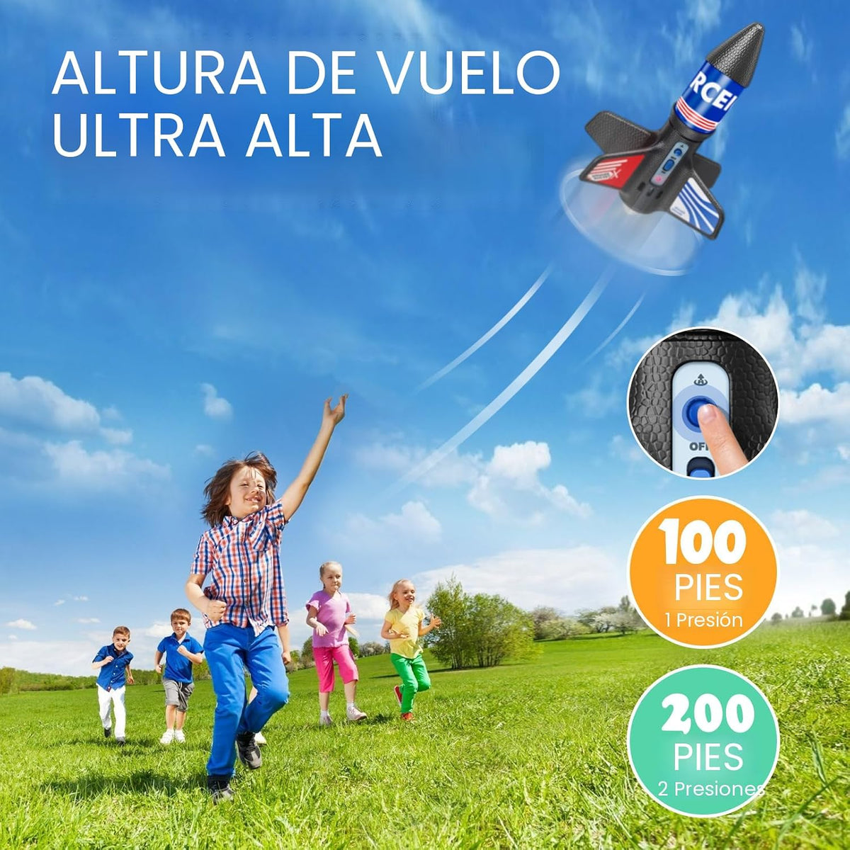 Lanzacohetes, 170 pies de altitud de vuelo, kits de modelo de cohete con juego de lanzamiento, cohete volador ultra alto, juguete de cohete, juguetes para niños al aire libre, regalo para niños