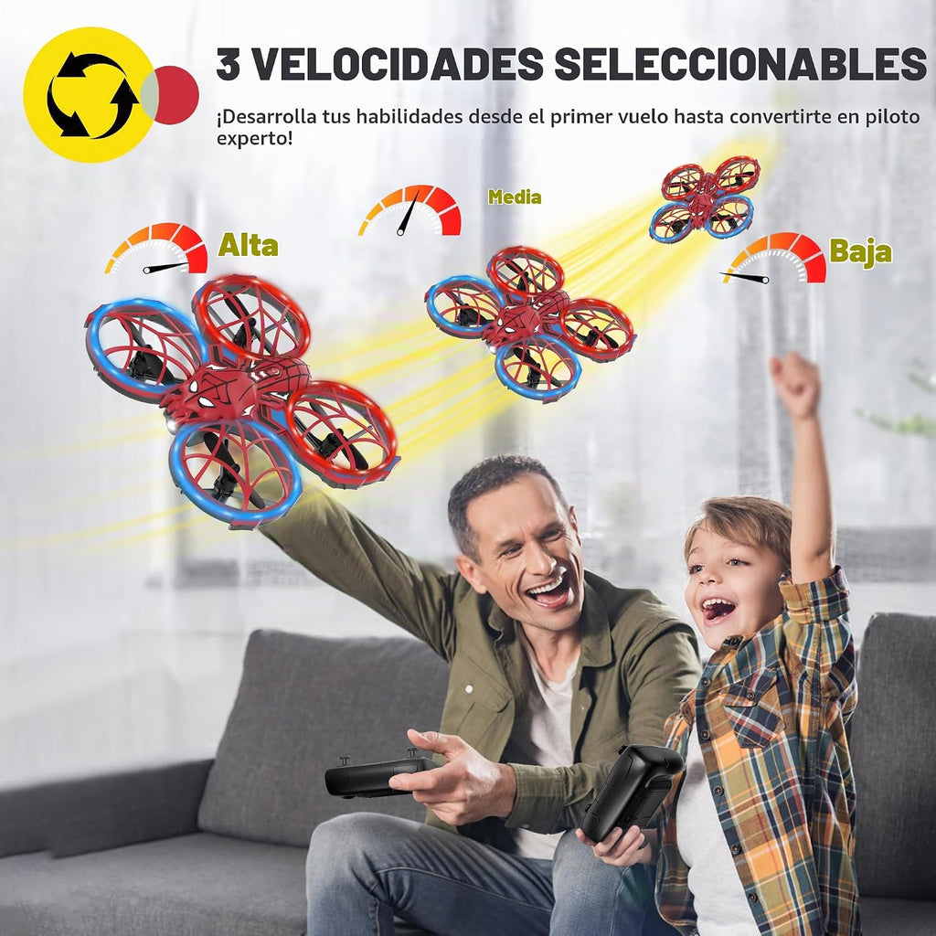 Drone para niños con luz LED RC Quadcopter Full Propeller Guards Spider