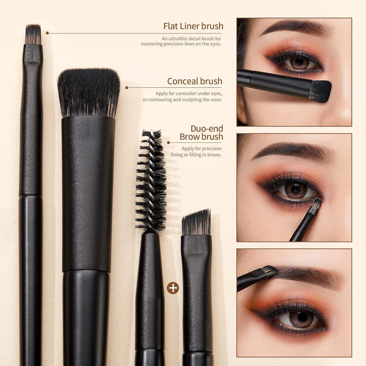 Jessup Juego de Brochas para Sombra de Ojos, 10 Piezas Brochas de M...