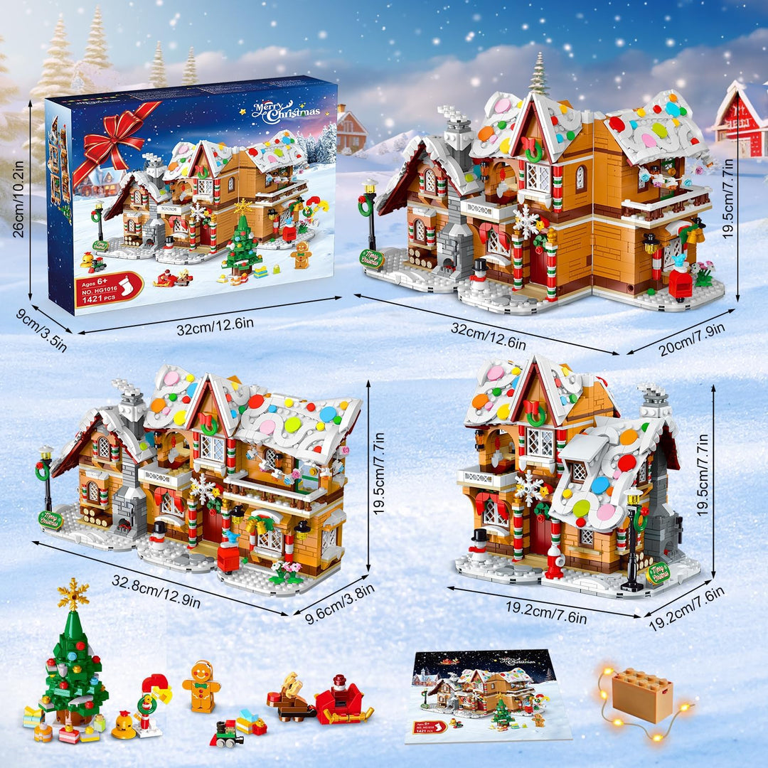 Juego de construcción de casa de jengibre de Navidad de 3