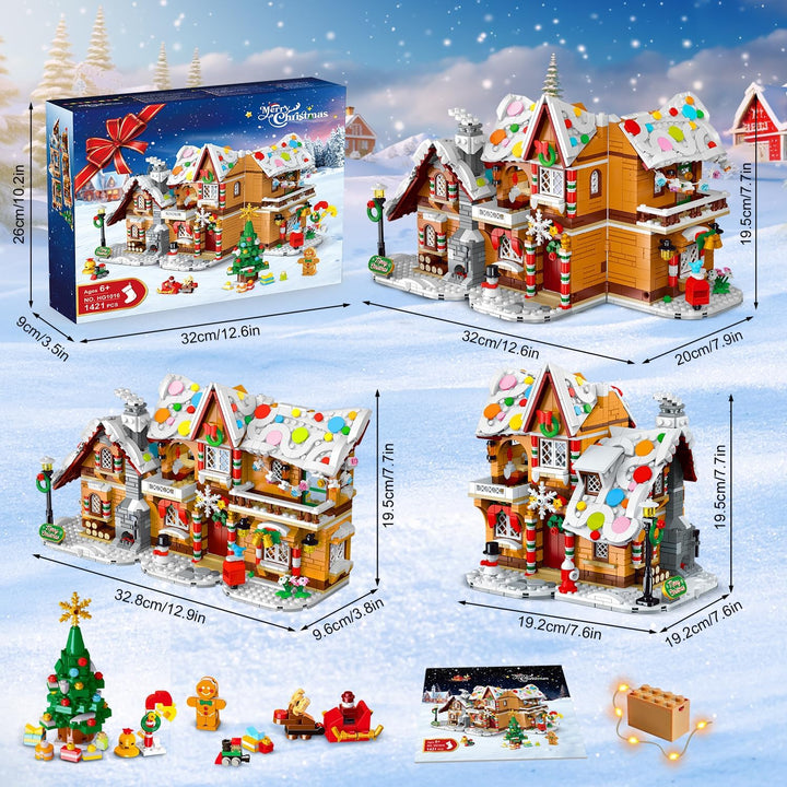 Juego de construcción de casa de jengibre de Navidad de 3
