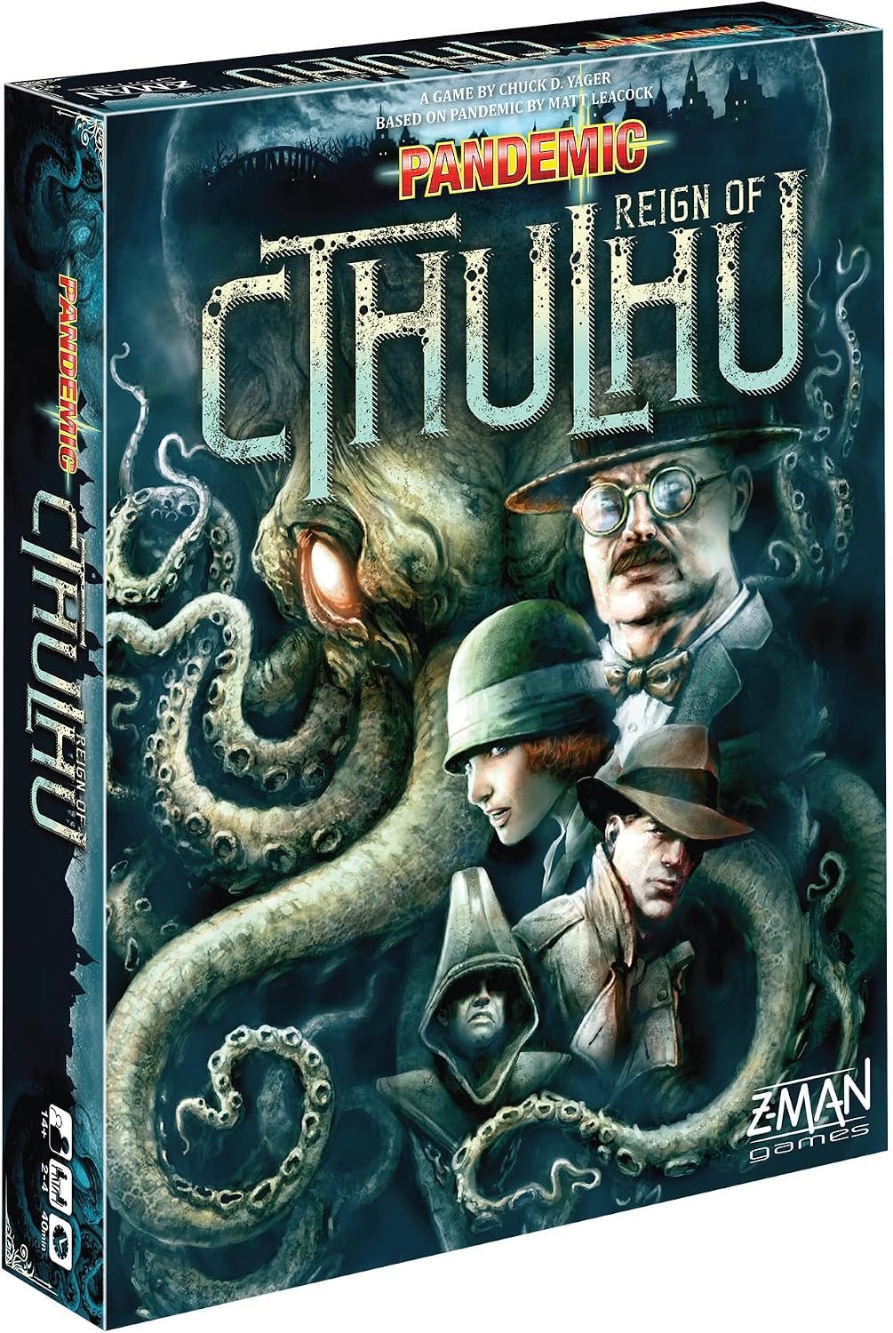 Asmodee Pandemic Reign de Cthulhu Board Game - Investigate y Confront Cosmic Horror, Cooperative Strategy Game, Family Fun para Kids & Adults, Ages 14+, 2-4 Players, 40 Minute Playtime