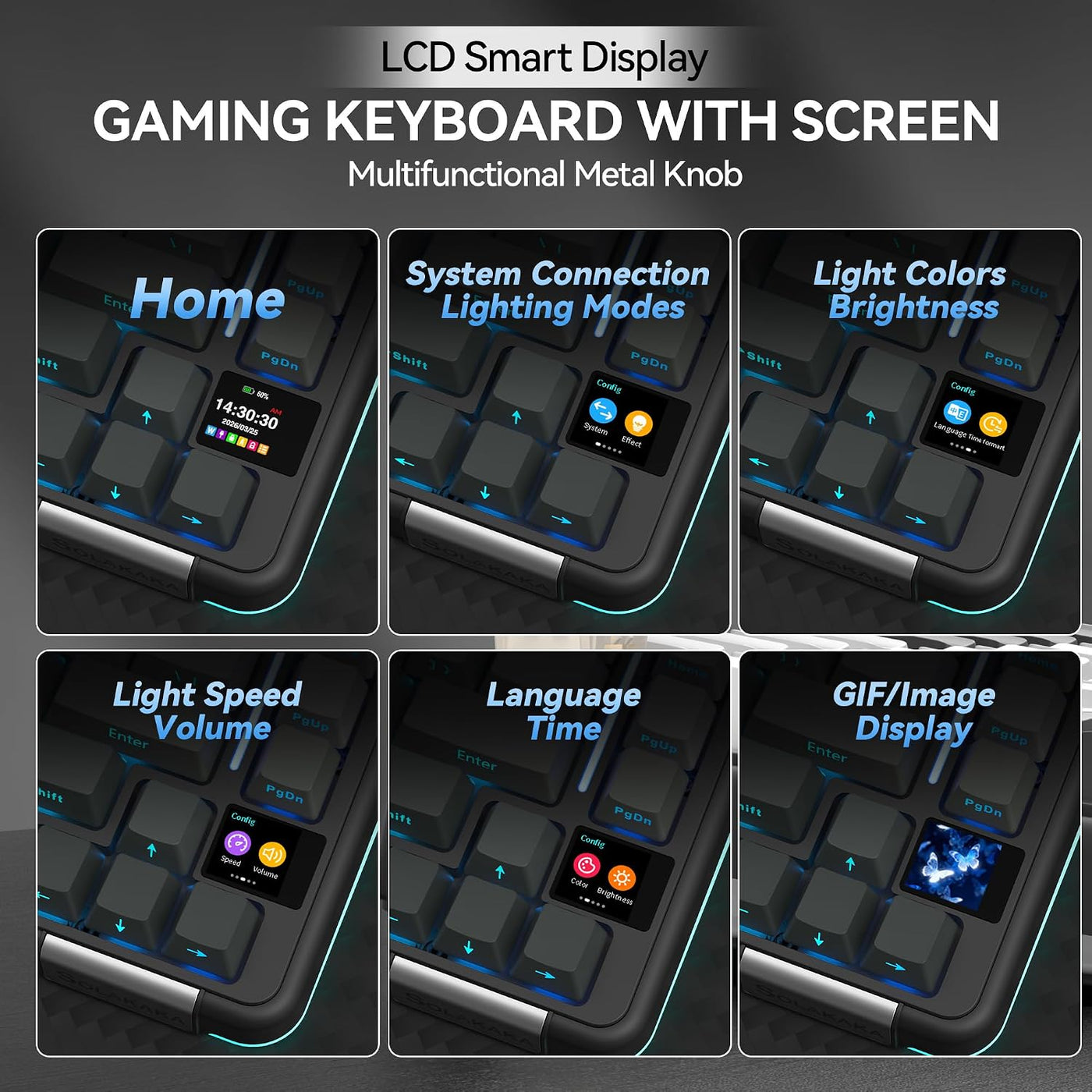 SOLAKAKA Teclado mecánico A75pro-ALL 75% con pantalla (gris degrada...