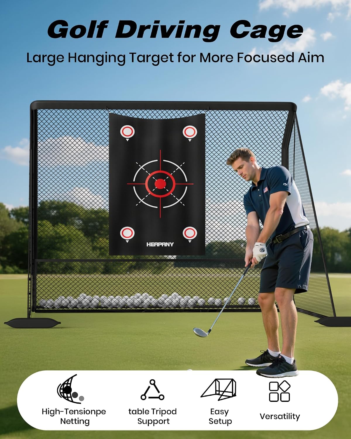 Red de práctica de golf, redes de golf resistentes de 10 x 7 pies para entrenamiento al aire libre/interior
