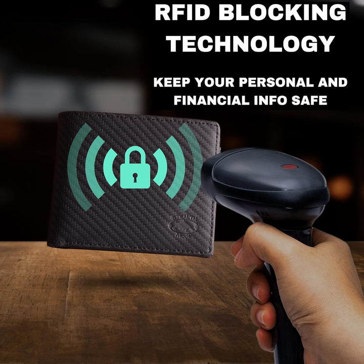 Stealth Mode Billetera de cuero para hombre. Billetera con RFID + 8...
