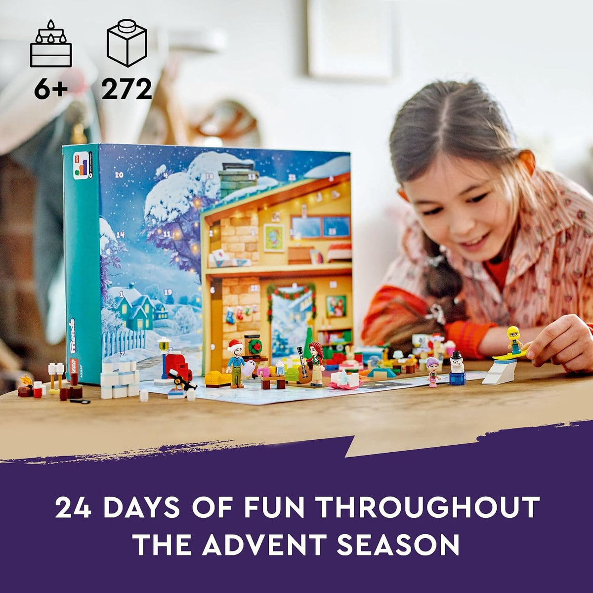 Calendario de Adviento LEGO Friends 2024 para Niños - Calendario de Adviento de Navidad con Mini Construcciones y 5 Minifiguras, Edades 6+ - Juguetes para Niños y Niñas - Ideas de Regalo para