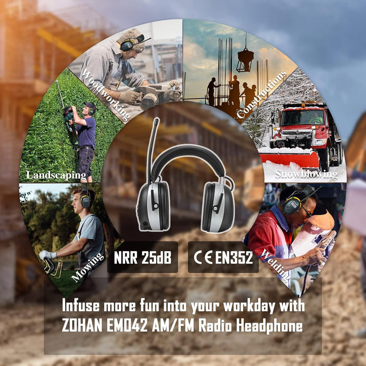 ZOHAN AM\/FM Radio Headphone with Digital Display,Ear Protection No...
