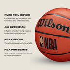 WILSON NBA Forge - Balón de baloncesto para interiores y exteriores, marrón, tamaño 6 - 28.5 pulgadas, 1 balón