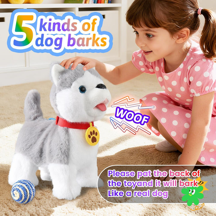 Marsjoy Husky Perro Caminante que Ladra para Niños Cachorro Robot M...