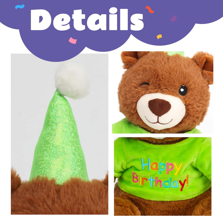 Cuteoy Oso de peluche musical de feliz cumpleaños, juguete de peluc...