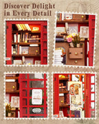 Rolife Rompecabezas de madera 3D estilo vintage, kit de modelo de cabina de teléfono de estilo británico, estantería de bricolaje para adultos, kit de construcción de modelos, manualidades divertidas
