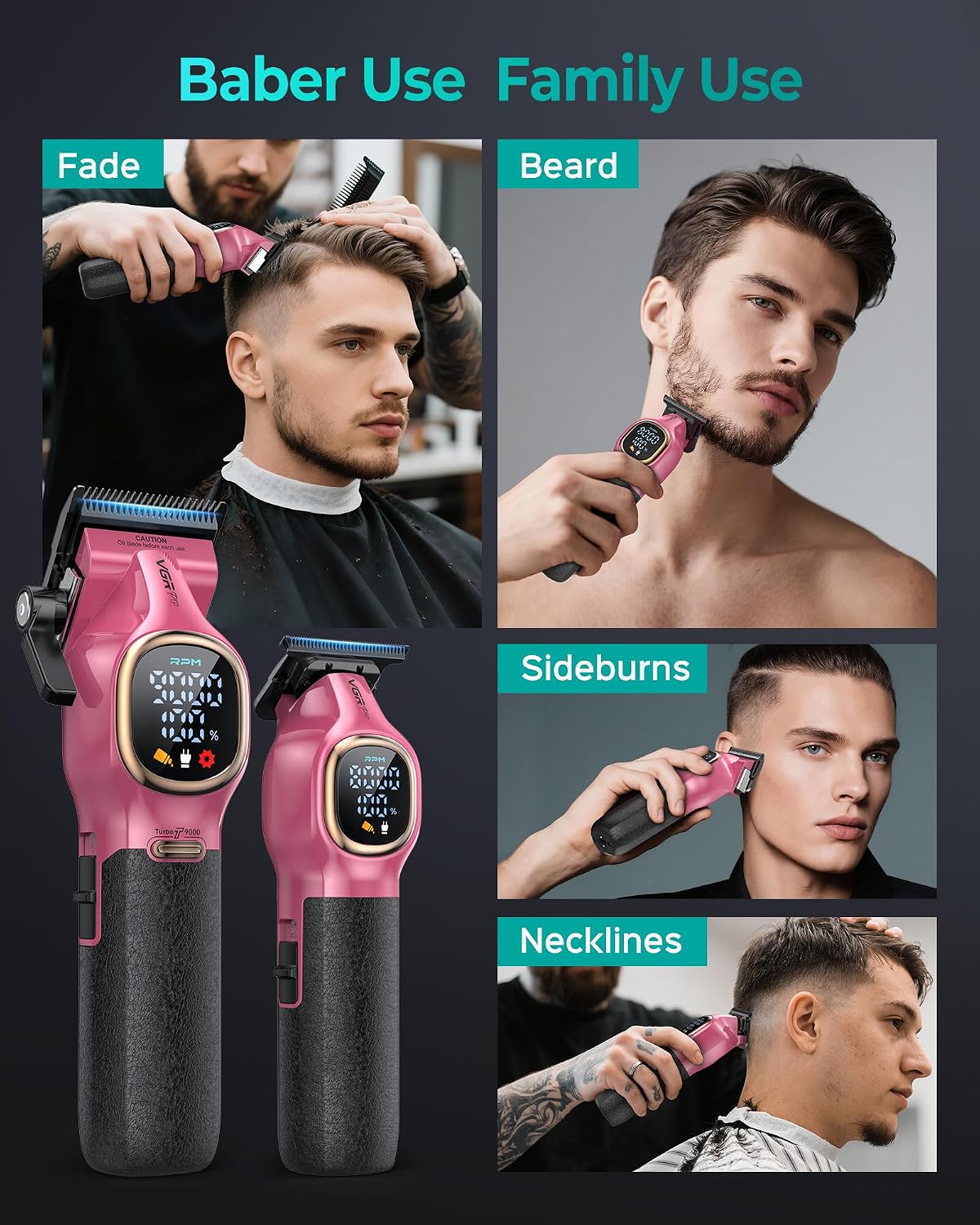 VGRPRO Cortapelos profesionales para hombres, cortapelos y recortad...