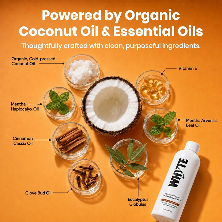 Whyte Enjuague bucal orgánico con aceite de coco para el mal alient...