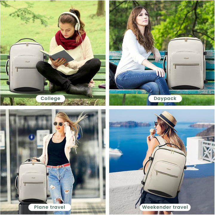 LOVEVOOK Mochila de viaje de mano, Beige-Negro, Mochilas de viaje