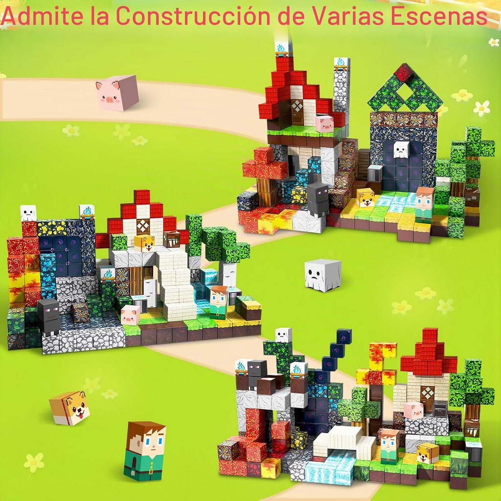 300 bloques magnéticos, azulejos magnéticos de construcción STEM juguetes para niños