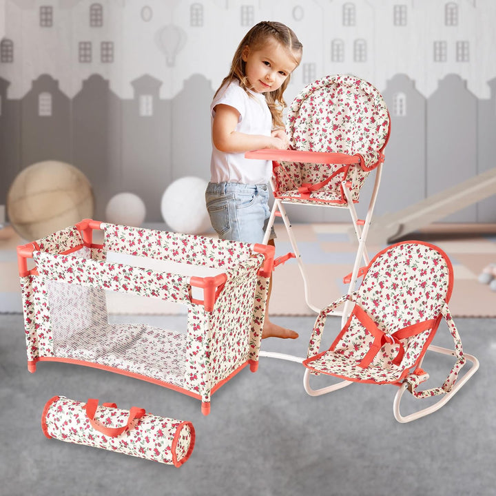 Conjunto de accesorios para muñeca bebé floral, cuna para muñeca de...